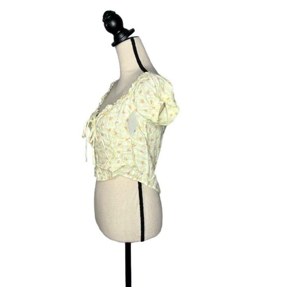 Abound Yellow Floral Print Sweetheart Off Shoulder Crop Top Women's Size Large L - Picture 4 of 7